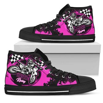 Dirt Bike Racing High Top Shoes Pink - Monsterry AU