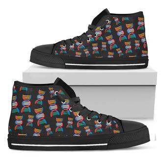 Dna Strands Pattern Print Black High Top Shoes - Monsterry