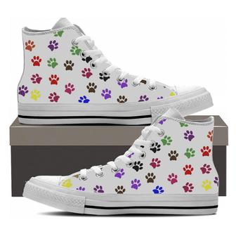 Dog Paw Colors Canvas High Top Shoes - Monsterry