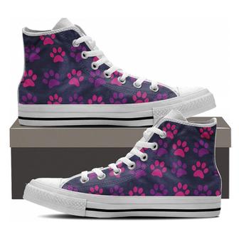 Dog Paws Pink Canvas High Top Shoes - Monsterry