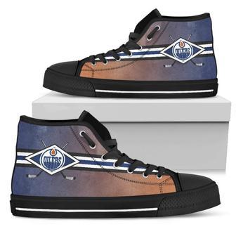 Double Stick Check Edmonton Oilers High Top Shoes | Favorety CA