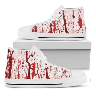 Dripping Blood Print White High Top Shoes - Monsterry