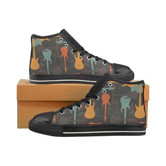 electric guitars pattern Men's High Top Shoes Black - Monsterry CA