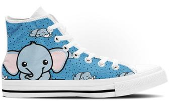 Elephant Doodle High Tops Canvas Shoes - Monsterry