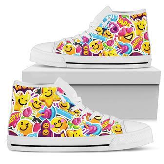 Emoji Sticker Print Pattern Women High Top Shoes | Favorety DE