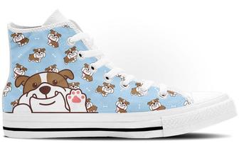 English Bulldog Doodle High Tops Canvas Shoes - Monsterry