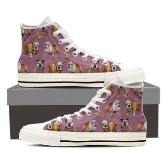 English Bulldog Pattern High Top Shoes Sneakers - Monsterry