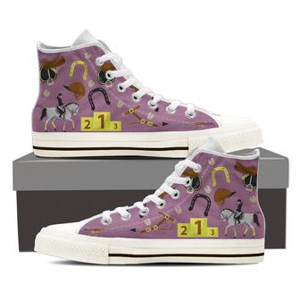 Equestrian Pattern High Top Shoes Sneakers - Monsterry