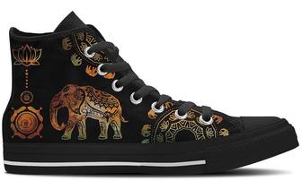Ethnic Elephant High Top Canvas Shoes - Monsterry