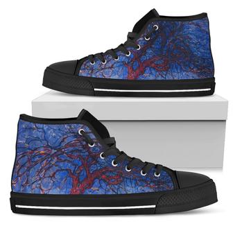 Evening Red Tree by Mondrian High Top Shoes - Monsterry CA