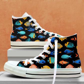 Exotic Tropical Fish High Top Shoes, Unisex Sneakers, Men And Women High Top Sneakers - Monsterry CA
