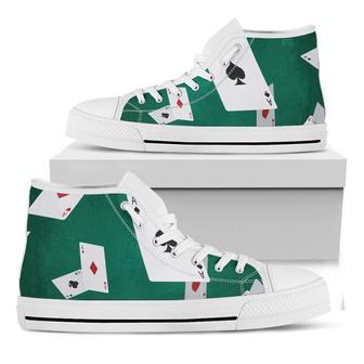 Falling Poker Cards Print White High Top Shoes - Monsterry UK