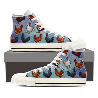 Farm Chicken Print High Top Shoes Sneakers - Monsterry
