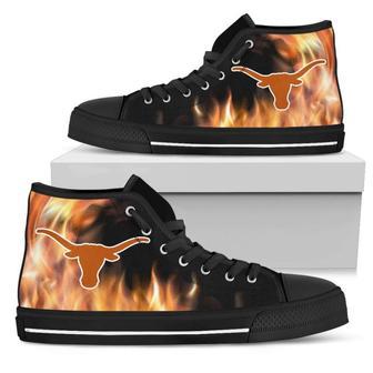 Fighting Like Fire Texas Longhorns High Top Shoes | Favorety AU