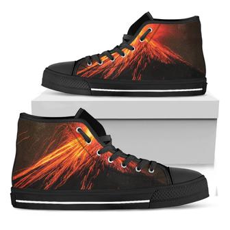 Fire Volcano Print Black High Top Shoes - Monsterry AU