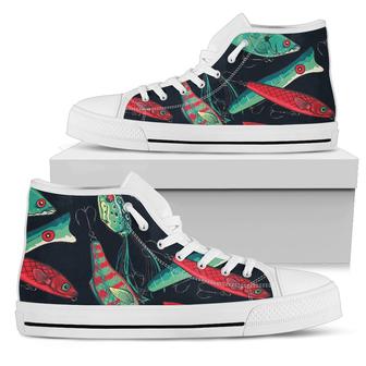Fishing Bait Pattern Women High Top Shoes - Monsterry CA