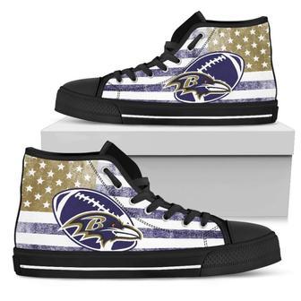 Flag Rugby Baltimore Ravens High Top Shoes | Favorety AU