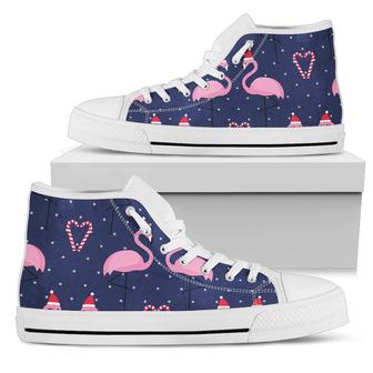 Flamingo Christmas Women High Top Shoes - Monsterry