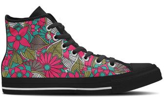 Floral Collage High Top Canvas Shoes - Monsterry CA