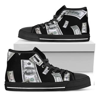 Flying Usd Print Black High Top Shoes - Monsterry UK