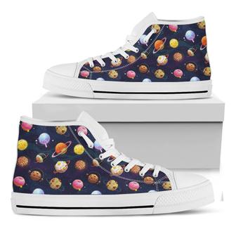 Food Planets Pattern Print White High Top Shoes - Monsterry CA