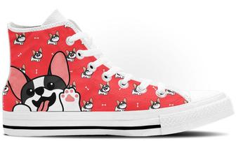 French Bulldog Doodle High Tops Canvas Shoes - Monsterry