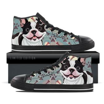 Frenchie Smile Canvas High Top Shoes - Monsterry CA