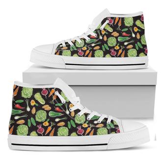 Fresh Vegetable Pattern Print White High Top Shoes - Monsterry