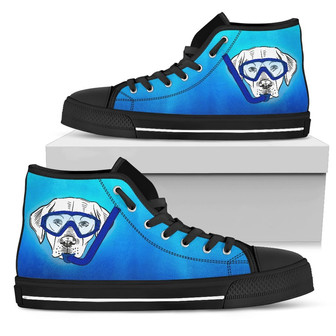 Funny Dog Labrador High Top Shoes Underwater - Monsterry