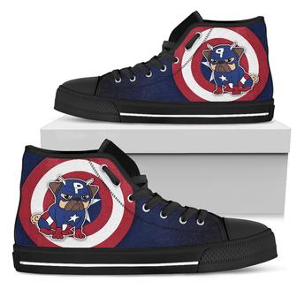 Funny Pug High Top Shoes Captain Pug - Monsterry UK