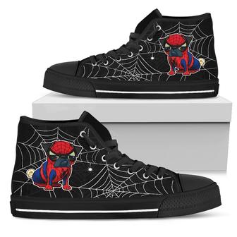 Funny Pug High Top Shoes Spider Pug - Monsterry UK