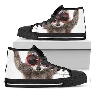 Funny Raccoon Print Black High Top Shoes - Monsterry CA