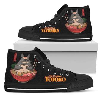 Funny Ramen Totoro Sneakers High Top Shoes - Monsterry