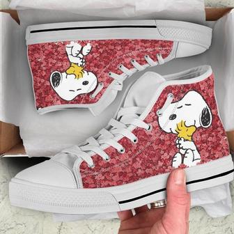 Funny Snoopy And Woodstock Canvas Shoes Charlie Brown Custom High Top Peanuts The Snoopy Show Animation | Favorety DE