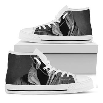 Ghost In The Darkness Print White High Top Shoes - Monsterry CA