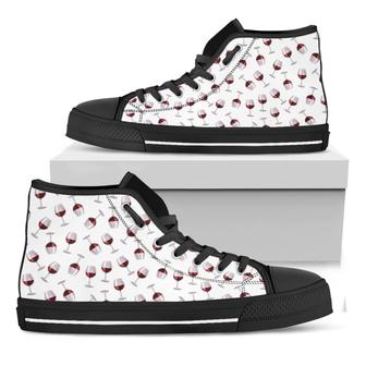 Glasses Of Wine Pattern Print Black High Top Shoes - Monsterry AU