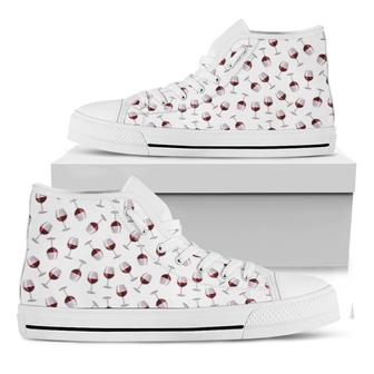 Glasses Of Wine Pattern Print White High Top Shoes - Monsterry AU