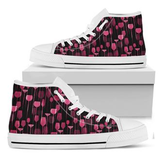 Glasses Of Wine Print White High Top Shoes - Monsterry UK
