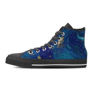 Gold Sapphire Marble Men's High Top Shoes - Monsterry CA