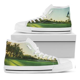 Golf Course Print White High Top Shoes - Monsterry AU