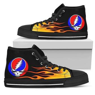 Grateful Dead High Top Shoes Flame Sneakers Music Fan High Top Shoes | Favorety UK