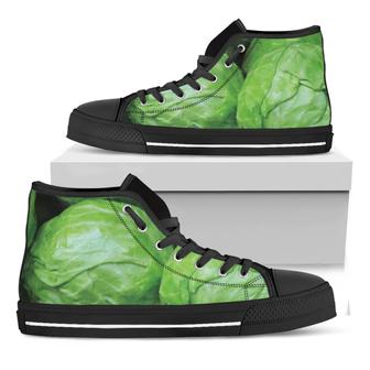 Green Cabbage Print Black High Top Shoes - Monsterry DE