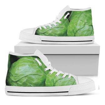 Green Cabbage Print White High Top Shoes - Monsterry UK