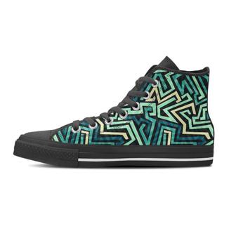 Green Geometric Abstract Men's High Top Shoes - Monsterry AU