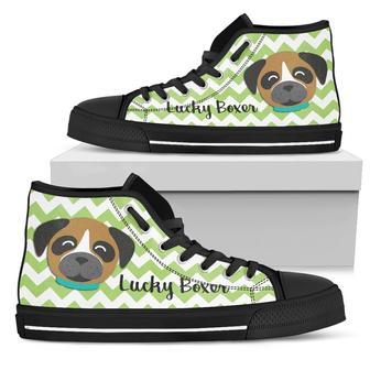 Green Wave Pattern Boxer High Top Shoes - Monsterry