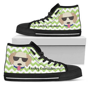 Green Wave Pattern Labrador High Top Shoes - Monsterry