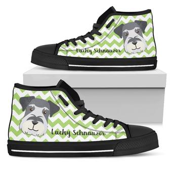 Green Wave Pattern Schnauzer High Top Shoes - Monsterry
