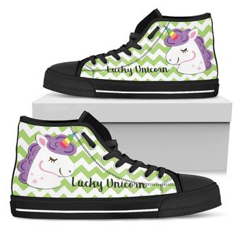 Green Wave Pattern Unicorn High Top Shoes - Monsterry