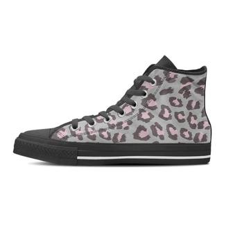 Grey and Pink Leopard Men's High Top Shoes - Monsterry CA