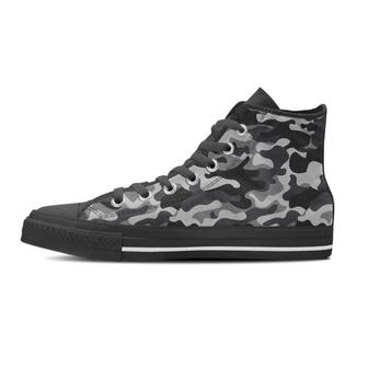 Grey Camouflage Print Men's High Top Shoes - Monsterry AU